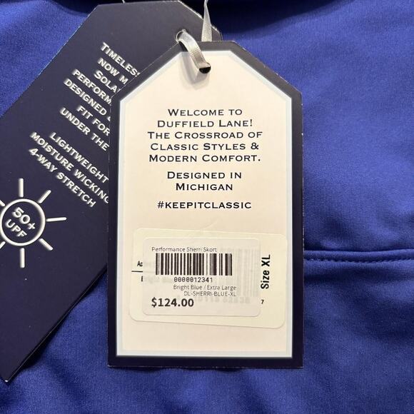 Duffield Lane Performance Sherri Skort Bright Blue Size XL NWT 50+ UPF Tennis - Picture 6 of 10